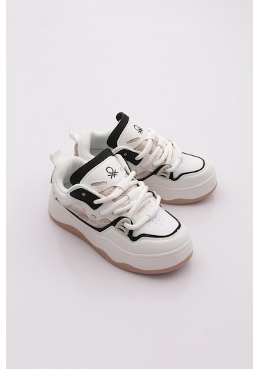 Benetton Bni-12157 Kadın Sneaker Ayakkabı Beyaz-siyah Benetton Bni-12157 Kadın Sneaker Ayakkabı Beyaz-siyah