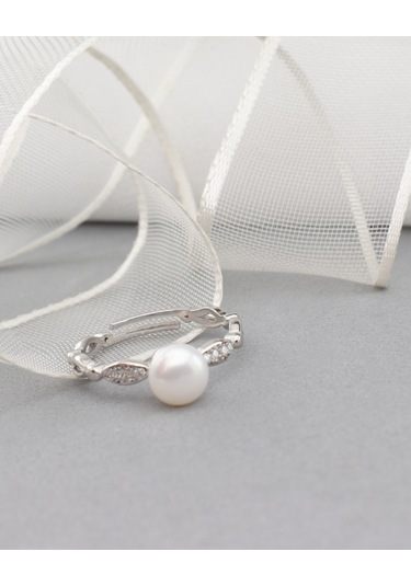 Brezza Lusso Jewelry Diamond Model Hakiki İnci Kadın Gümüş Yüzük 12 - 19
