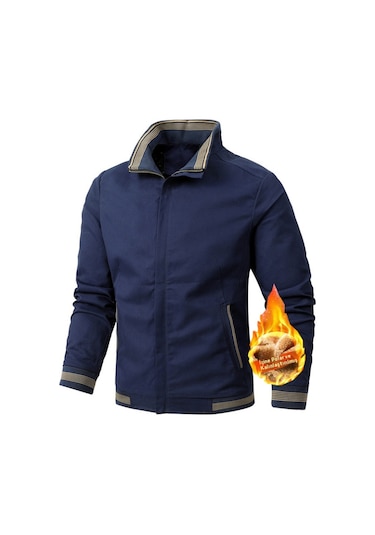 Erkekler İçin Günlük Artı Kadife Kalınlaştırılmış Gençlik Günlük Ceket Mavi