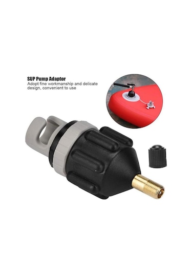 Şişme Bot Pompası Adaptörü Hava Pompası Dönüştürücü Hava Valfi Eklentisi Siyah 7.8x3.4CM