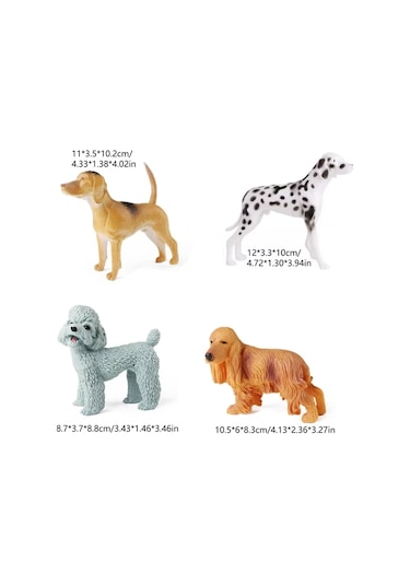 4 Parça Köpekler Figür Oyun Seti Poodle Cocker Dalmaçyalı Labrador Hayvan Figürü