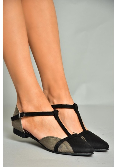 Fox Shoes Siyah/platin Kadın Babet B726881802 Siyah