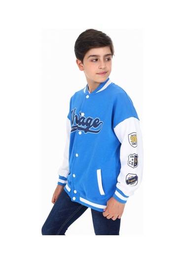 Toontoy Erkek Çocuk Baskılı Kolej Hırka Saks