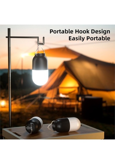 Ccgloball Taşınabilir Kamp Işıkları Led Şarj Edilebilir Usb-c Şarjlı Siyah