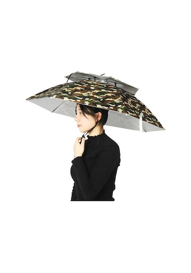 Gümüş Yetişkinler İçin Şemsiye Şapka Uygun Eller Serbest Hafif Kamuflaj Baskı Balıkçılık Malzemeleri Gümüş