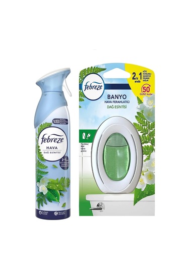 Febreze Dağ Esintisi Hava Ferahlatıcı Sprey Oda Kokusu 185 ML + Hava Temizleyici Parfüm