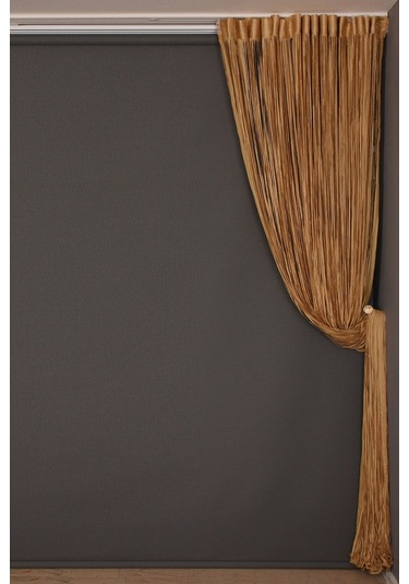 Düz Ip Model Gold Renk Hazır Ip Perde 300x280