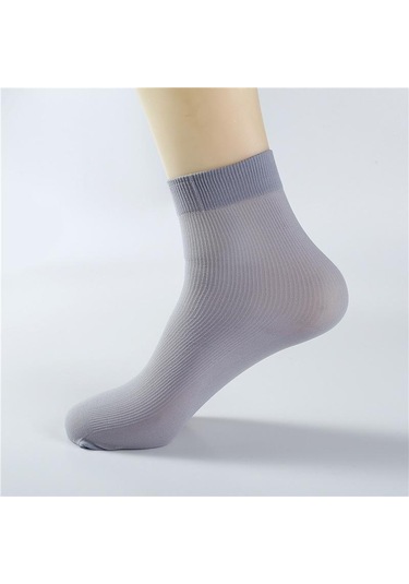 Açık Gri 10/20 Çift Erkek Yaz Ultra İnce Şerit İpek Serin Antibakteriyel Bambu Elyaf Çorap 20pairs Açık Gri