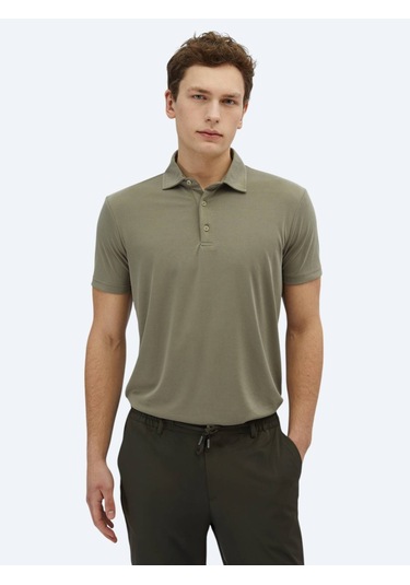 Haki Düz Polo Yaka T-shirt Haki