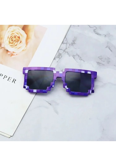 Rpxbguckarhg Komik Çocuk Güneş Gözlüğü - Thug Life Stili Piksel Gözlük, Cosplay Ve Hediye İçinmavi51gri Gri