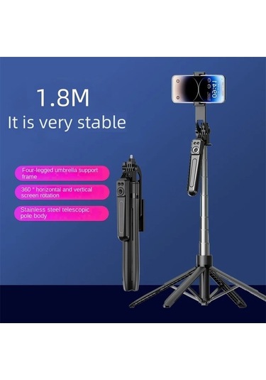 Tysm Joyjadehub 1800mm Kablosuz Selfie Çubuğu Tripod, Bluetooth Uzaktan Kumanda, İos Uyumlu Ve Android Uygun 1pc