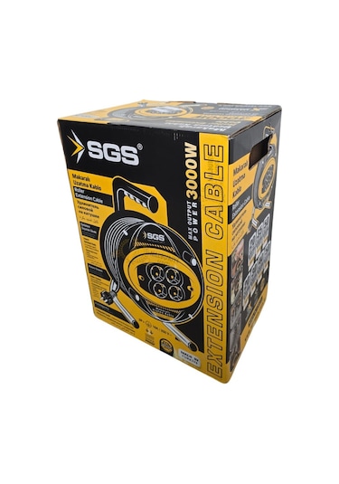 Sgs Plastik Makaralı Uzatma Kablosu Cca 3x2.5 - Dörtlü Priz - 30 Mt. 30 M