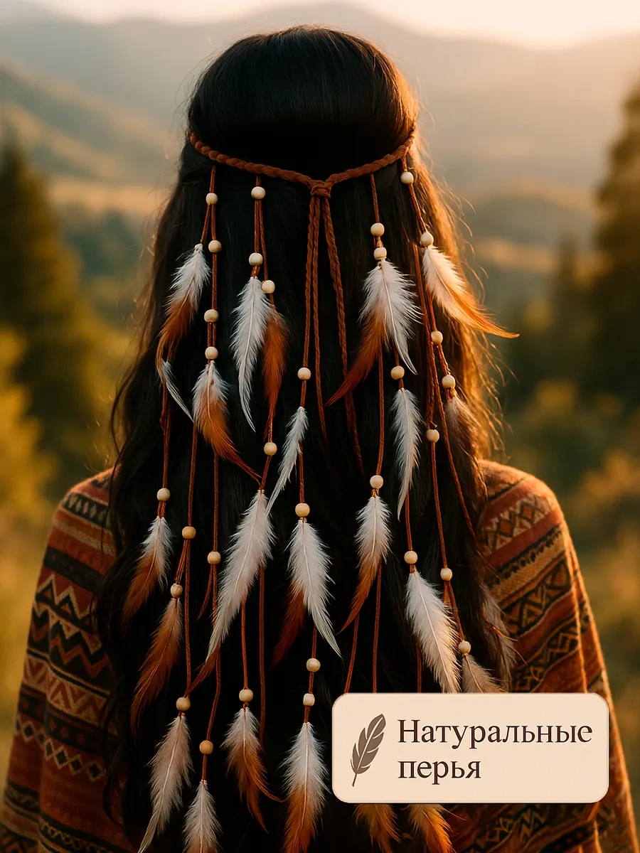 Fashion Jewelry Hippy Boho Tüylü Baş Bandı 198702048 Gri - Kahverengi