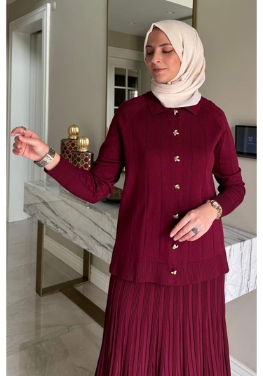 Yonca Triko Takım Bordo Çok Renkli