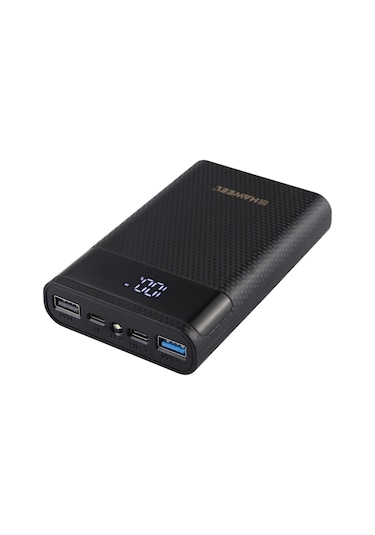 Jeemson 18650 Pil Girişli Pil Dahil Değil Usb Çift Çıkışlı, Ekranlı Ve İki Yönlü Hızlı Şarj Desteği Taşınabilir Power Bank Kutusu - Siyah Siyah
