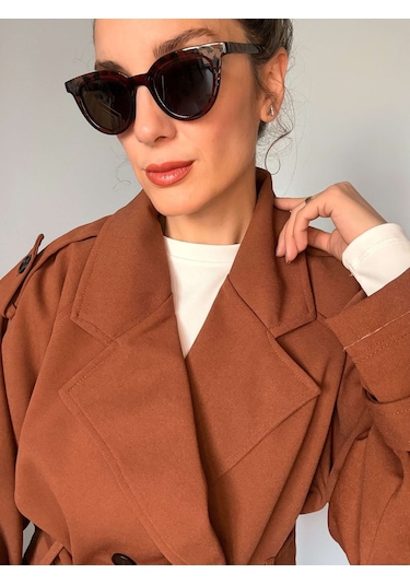 Kahve Reglan Kısa Ceket Kahve