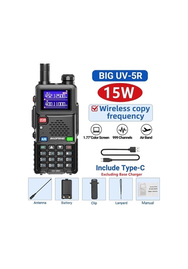 Uv 5rh 10w Hava Bantı Telsiz Uzun Menzilli Kablosuz İletişim Cihazı