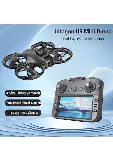 İdragon U9 Katlanabilir Mini Drone Ekranlı Kumanda Fırçasız Motor Hd Kamera Çift Bataryalı