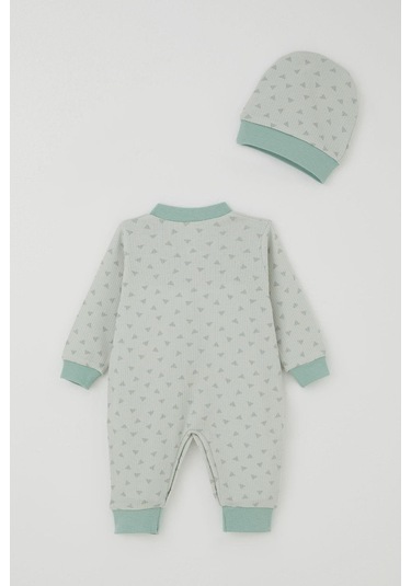 Breeze Erkek Bebek Tulum Mini Üçgenler Desenli 0-6 Ay, Su Yeşili Su Yeşili