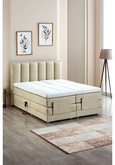 Nera Elektrikli Motorlu Hareketli Kumandalı Çift Kişilik Karyola+başlık+yatak Set