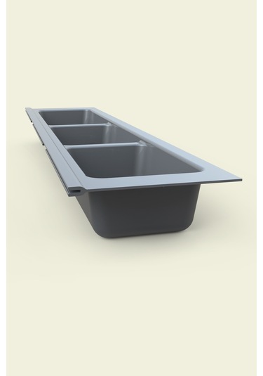 Mutfak Çekmece Içi Kaşıklık, Antrasit Üç Bölmeli Modül 11cm X 48cm Antrasit
