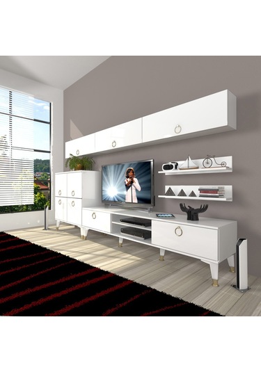 Decoraktiv Eko 8 Mdf Dvd Gold Tv Ünitesi Tv Sehpası Beyaz