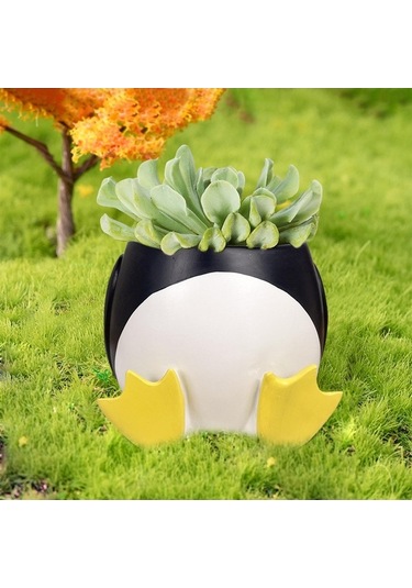 Pazly Yaratıcı Suntek Sukulent Saksısı Penguen Mini Bitki 10cmx9cm 10cmx9cm