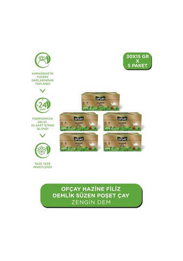 Ofçay Hazine Zengindem Demlik Poşet Çay 5'li 30 x 15 G
