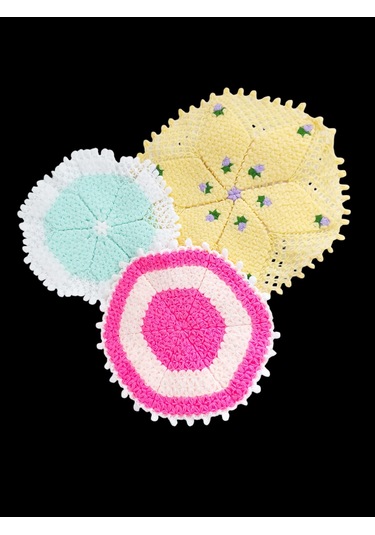 El Yapımı Örgü Banyo Lifi 3 Lü Renkli Set