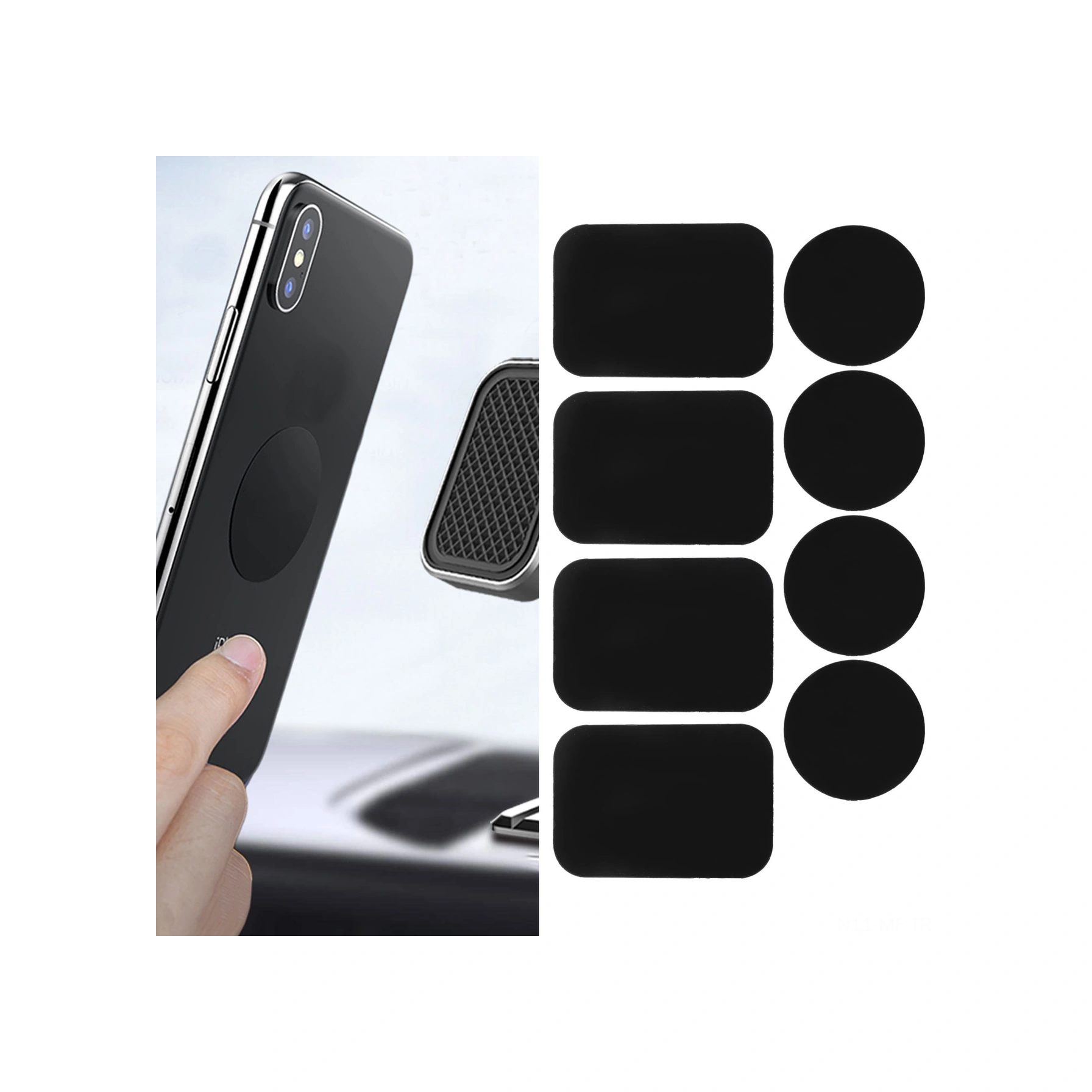 Mufunye 8 Adet Çelik Metal Levha: Akıllı Telefon, Tablet Ve Gps İçin Sabitleyici, Dürtme Engeli, Kolay Kurulum 4 Daire + 4 Dikdörtgen