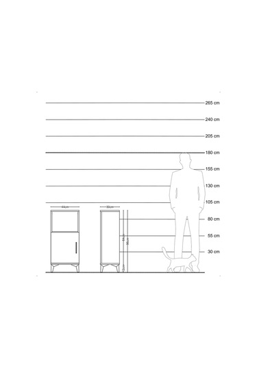 Arges Komodin 2 Raflı Tek Kapaklı 44x30x96 Aytaşı-antrasit Aytaşı