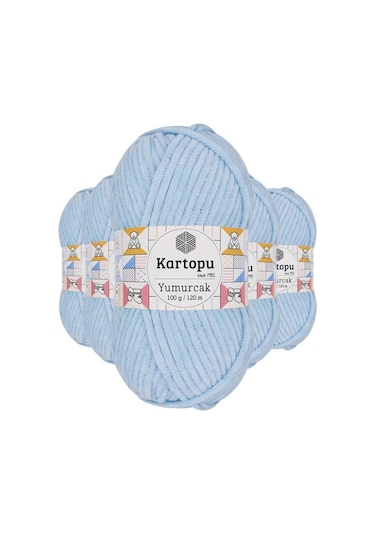 5 Adet Yumurcak Kadife El Örgü İpi Bebe Mavi K523