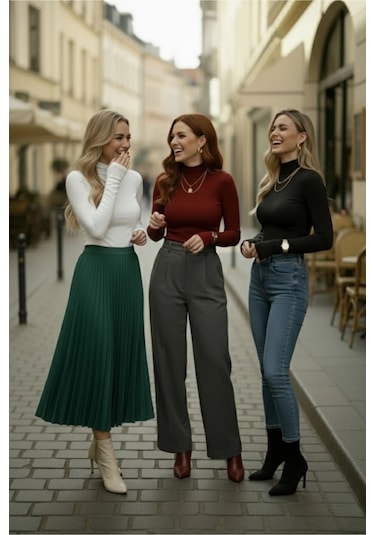 3 Lü Parmak Geçmeli Kadın Body Seti Çok Renkli