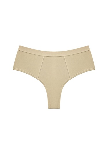 Badem Saf Renk Rahat Pamuk Basit Temel Kadın Pamuk Orta Bel Yarım Kalça Büyük Külot Ten Rengi