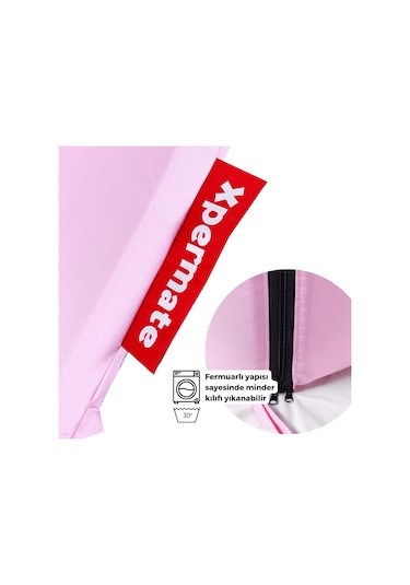 Xpermate Fermuarlı Şezlong Minderi Su Geçirmez 60x180x5 Pembe