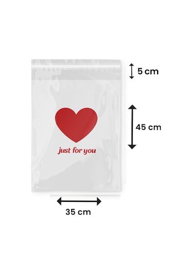 Just For You Baskılı Beyaz Cepsiz Kargo Poşeti 100 Adet 35 x 45 x 5 CM