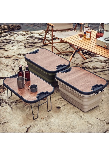 Katlanır Kamp Piknik Sepeti Bej