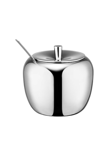 Paslanmaz Çelik Elma Şeker Kase Baharat Kavanoz Çeşni Pot Baharat Konteyner Kutusu Cuet Kapak Ve Kaşık Şeker Kase Şeker Potsugar Kase Kapağı 4 Izgara