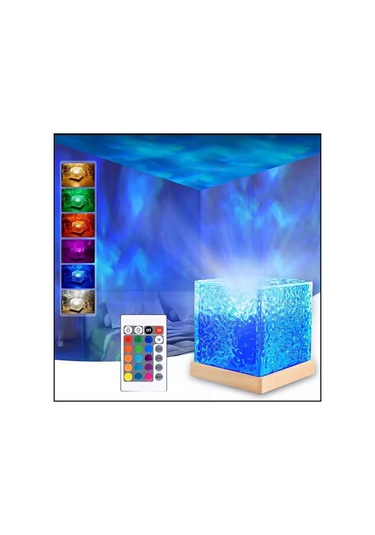 16 Renkli Kuzey Işıkları Küp Projektörlü Led Işık Yansıtmalı Çocuk Bebek Odası Gece Lambası Şeffaf