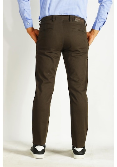 Erkek Camel Slim Fit Armürlü Chino Pantolon Ncs Jeans 2194-haki Haki