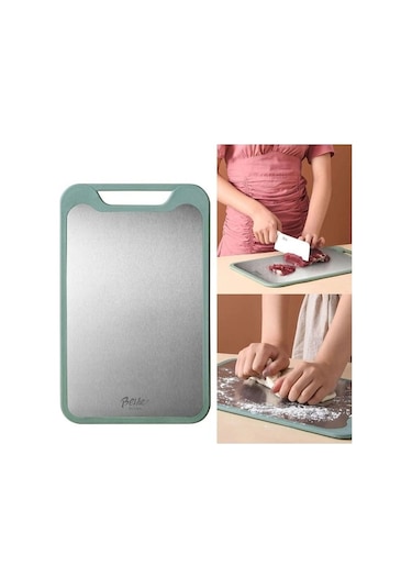 Novahub Yeşil Taraflı Tahtası Tahtası Tahtaları Sebze S Paspaslar Paslanmaz Mutfak Kesme Kesme Kesme Çift Çelik 304 Mr Yeşil