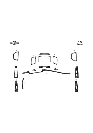 Kia Sportage Konsol-torpido Kaplama 2011 15 Parça-karbon Karbon
