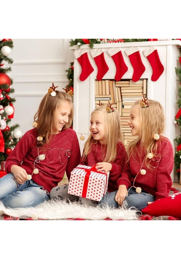 Tokalar Noel Saç Tokaları, 2 Çift Ren Geyiği Boynuzu Tokası Çok  Renkli