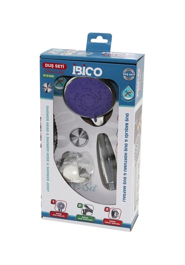 Kutulu Ambalaj 3in1 Duş Seti Fonksiyonlu Krom Duş Başlık - Metal Duş Hortum - Mafsal Askı Vidalı Çok Renkli