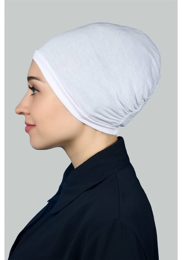 Altobeh Hazır Pratik Geçmeli Lastikli Tesettür Bone - Beyaz