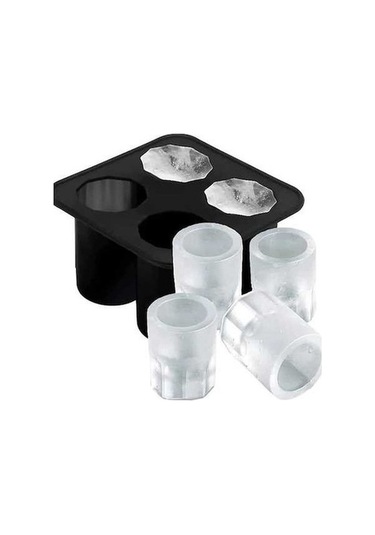 Didadodo Silikon Küp Kalıp Fincan - 4'lü Buz Kalıbı, Siyah - 2 Adet Siyah Yeni Tasarım Siyah