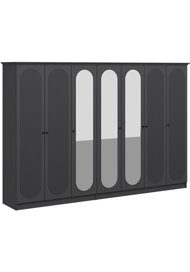 Kale 7 Kapak 3a 4ç Dolap Antrasit - Mebran Defne Ayna Antr 190cm Antrasit