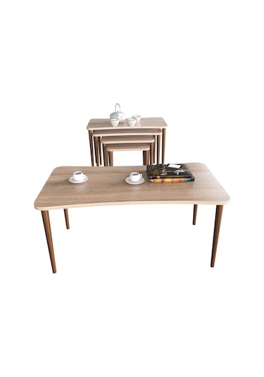 Aleyna 5li Orta Sehpa ve Zigon Sehpa Ahşap Ayaklı Sehpa – Sonomo