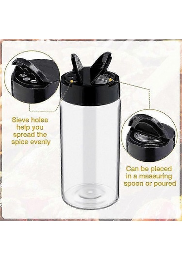 Baharat Tozları Ve Otların Mutfakta Saklanması İçin Çalkalayıcı Kapaklı Şeffaf Plastik Baharat Kavanozları -