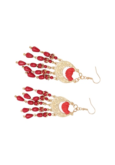 Tenfowee Kadınlar İçin Kırmızı Retro Stil Alüminyum Tassel Küpe, Hafif Ve Konforlu, Hediye Kutulu 2 Adet, Boho Vintage Dekoratif Kulaklıklar Diğer